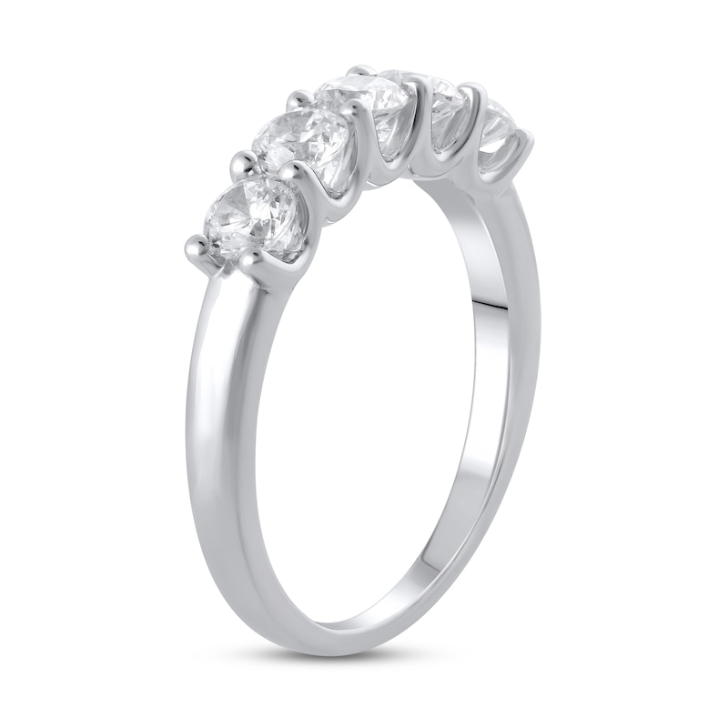 Main Image 2 of Lab-Grown Diamond Wedding Band 1 ct tw Round 14K White Gold