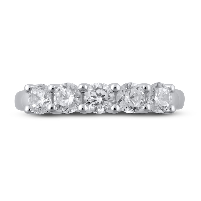 Main Image 3 of Lab-Grown Diamond Wedding Band 1 ct tw Round 14K White Gold