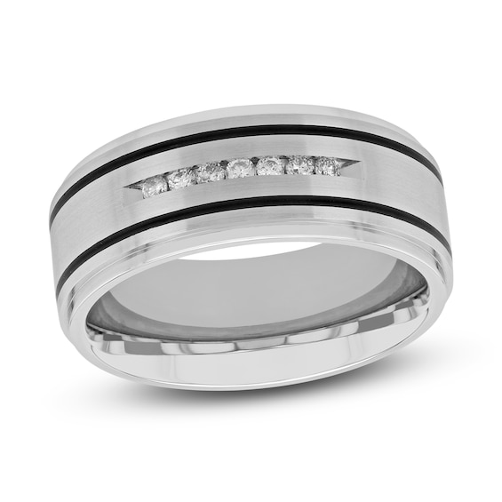 Jared The Galleria Of Jewelry Diamond Wedding Band 1/6 ct tw Round Stainless Steel