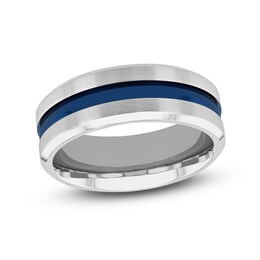 Wedding Band Blue Stainless Steel 8mm
