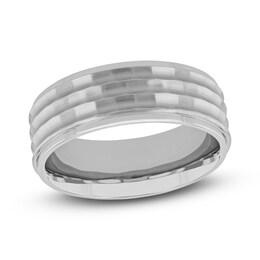 Carved Wedding Band Stainless Steel 8mm