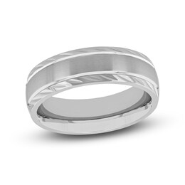Grooved Wedding Band Stainless Steel 7mm