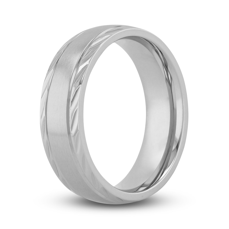 Grooved Wedding Band Stainless Steel 7mm