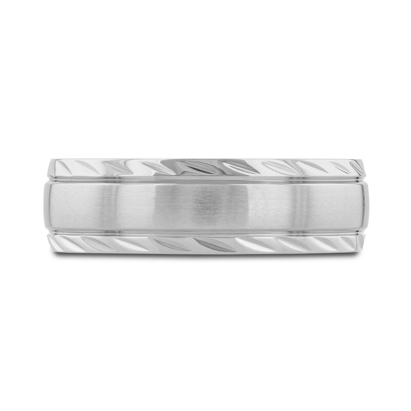 Grooved Wedding Band Stainless Steel 7mm