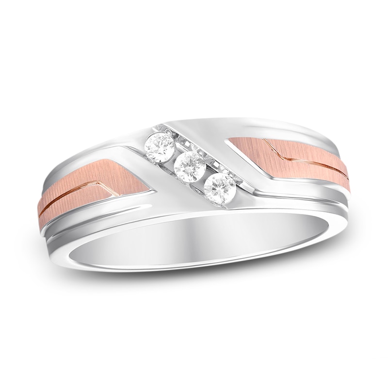 Main Image 1 of Men's Diamond Wedding Band 1/6 ct tw Round 10K Two-Tone Gold