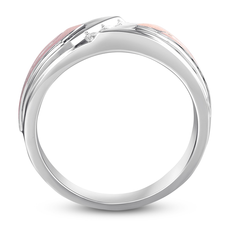Main Image 2 of Men's Diamond Wedding Band 1/6 ct tw Round 10K Two-Tone Gold