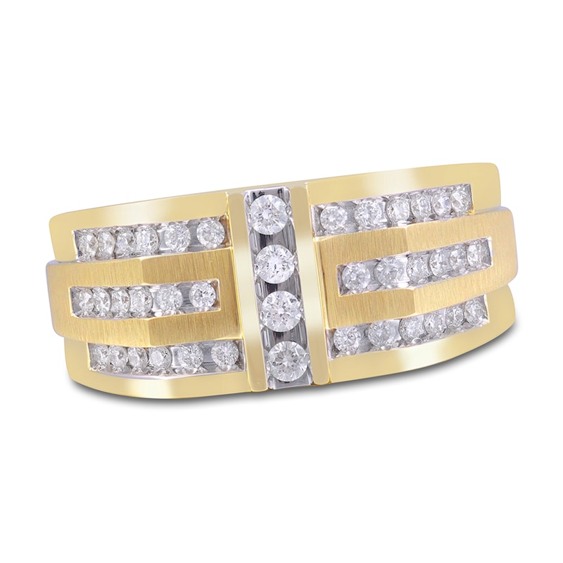 Main Image 1 of Men's Diamond Wedding Band 1/2 ct tw Round 14K Yellow Gold