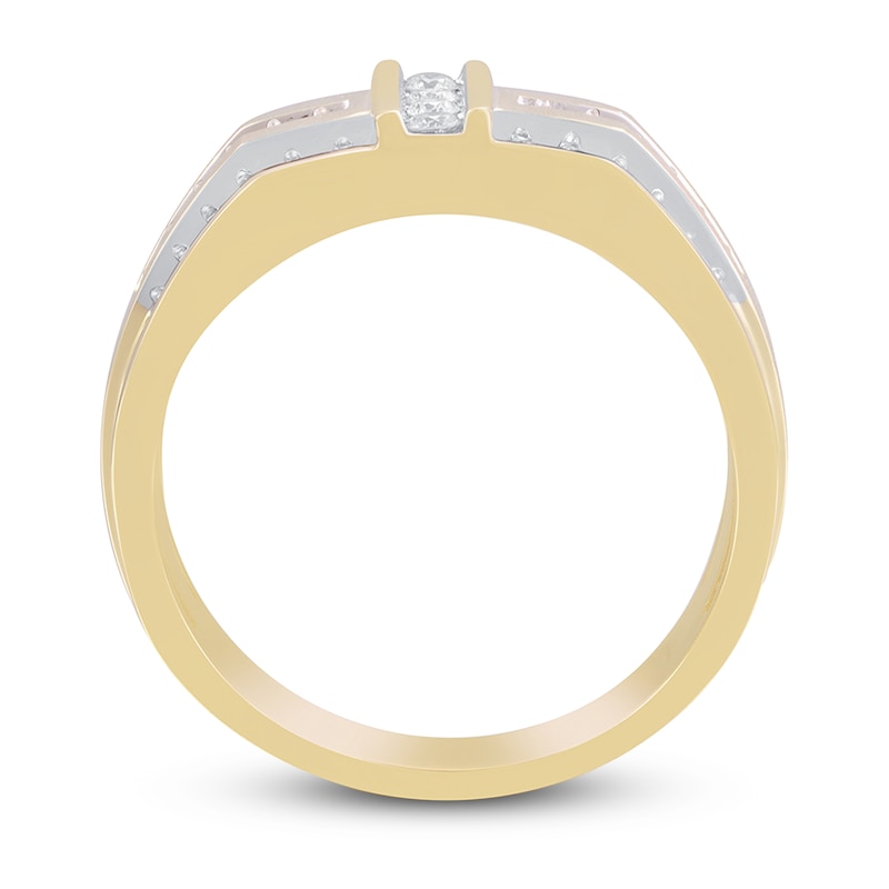 Main Image 2 of Men's Diamond Wedding Band 1/2 ct tw Round 14K Yellow Gold