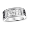 Thumbnail Image 1 of Men's Black & White Diamond Wedding Band 1 ct tw Round 14K White Gold