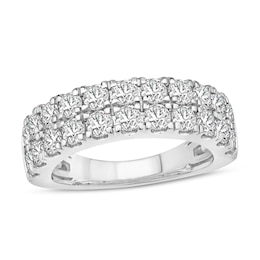 Diamond Double Band Ring 2 ct tw Round 14K White Gold