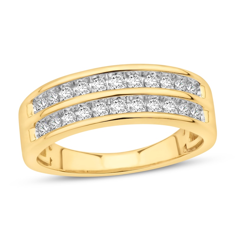 Main Image 1 of Diamond Double Band Ring 1/2 ct tw Round 14K Yellow Gold