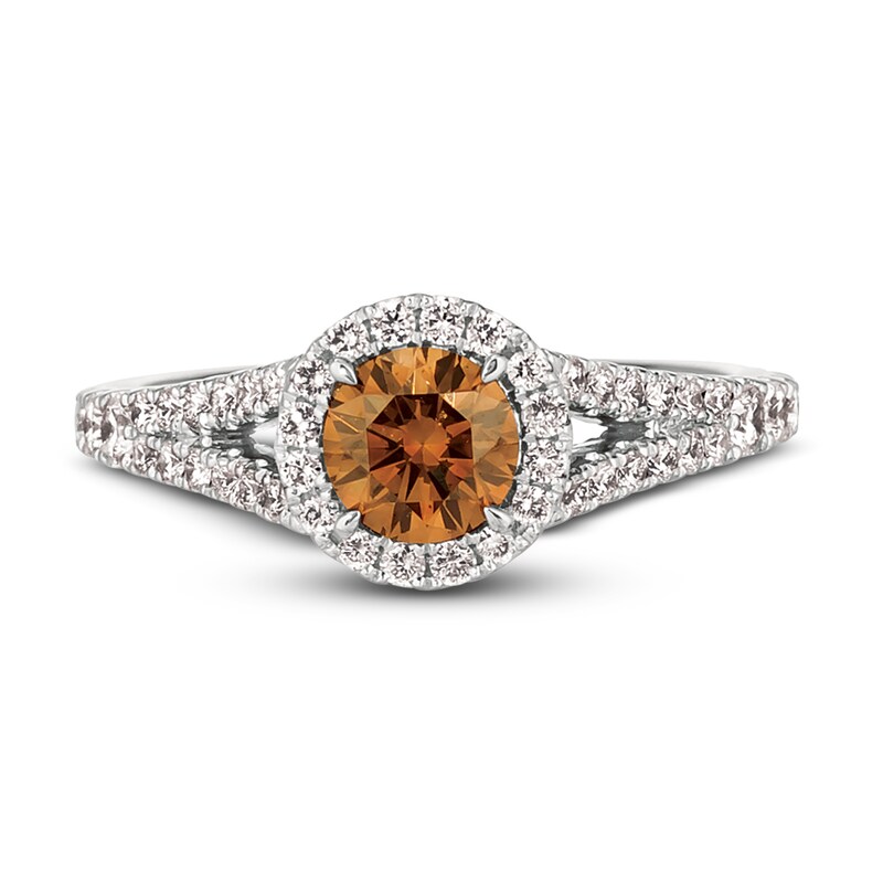 Main Image 2 of Le Vian Chocolate Diamond Ring 1-1/3 ct tw Round Platinum