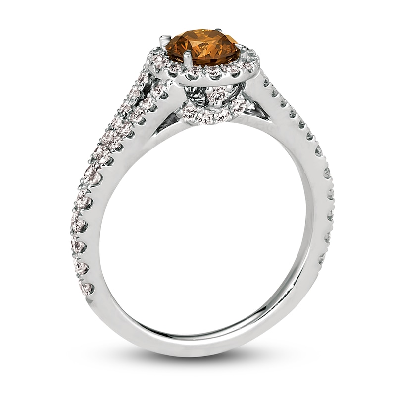Main Image 3 of Le Vian Chocolate Diamond Ring 1-1/3 ct tw Round Platinum