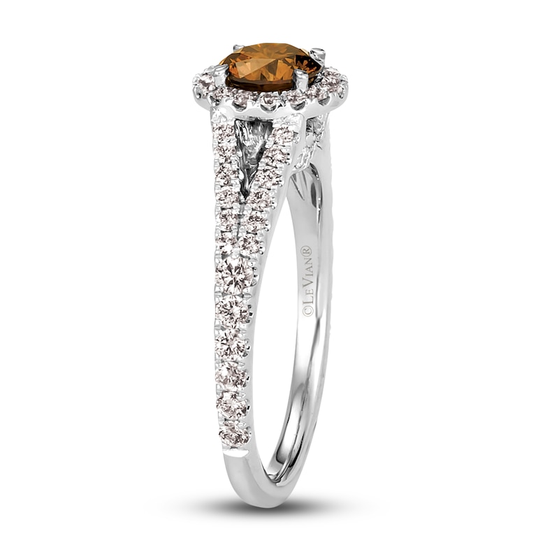 Main Image 4 of Le Vian Chocolate Diamond Ring 1-1/3 ct tw Round Platinum