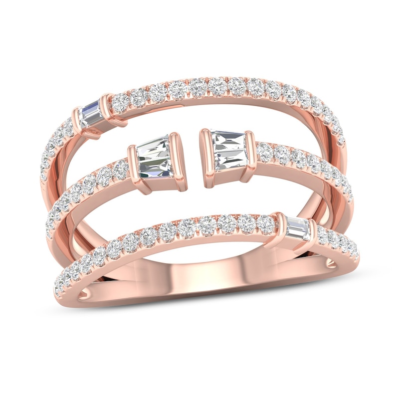 Main Image 1 of Diamond Ring 1/2 ct tw Round/Baguette 10K Rose Gold