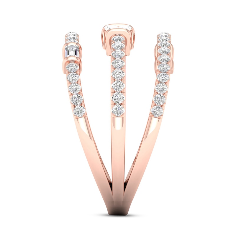 Main Image 3 of Diamond Ring 1/2 ct tw Round/Baguette 10K Rose Gold