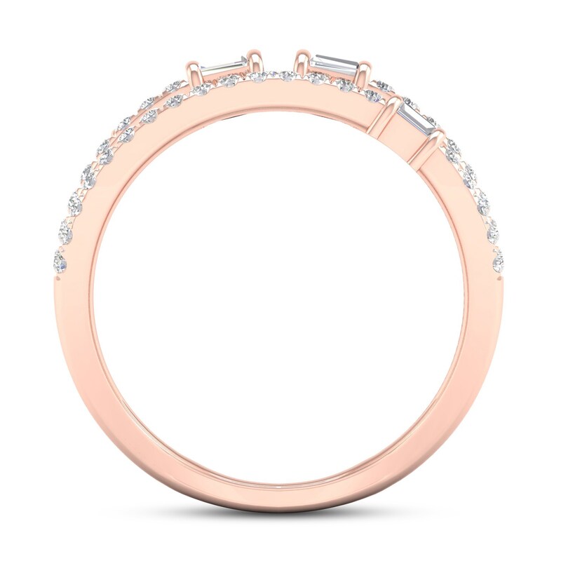 Main Image 4 of Diamond Ring 1/2 ct tw Round/Baguette 10K Rose Gold