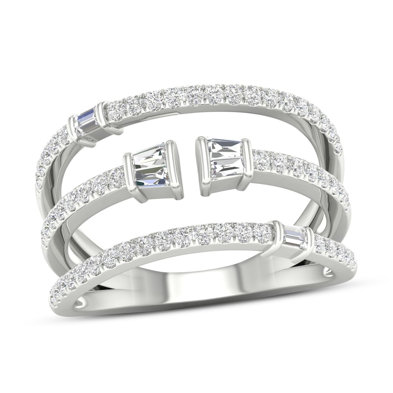 Main Image 1 of Diamond Ring 1/2 ct tw Round/Baguette 10K White Gold