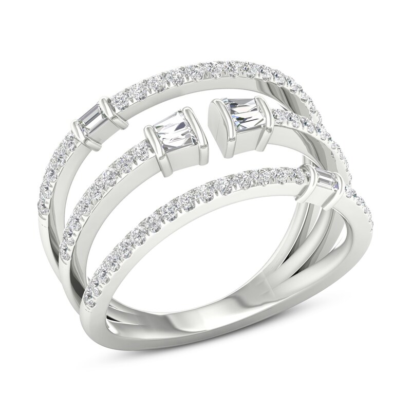 Main Image 2 of Diamond Ring 1/2 ct tw Round/Baguette 10K White Gold