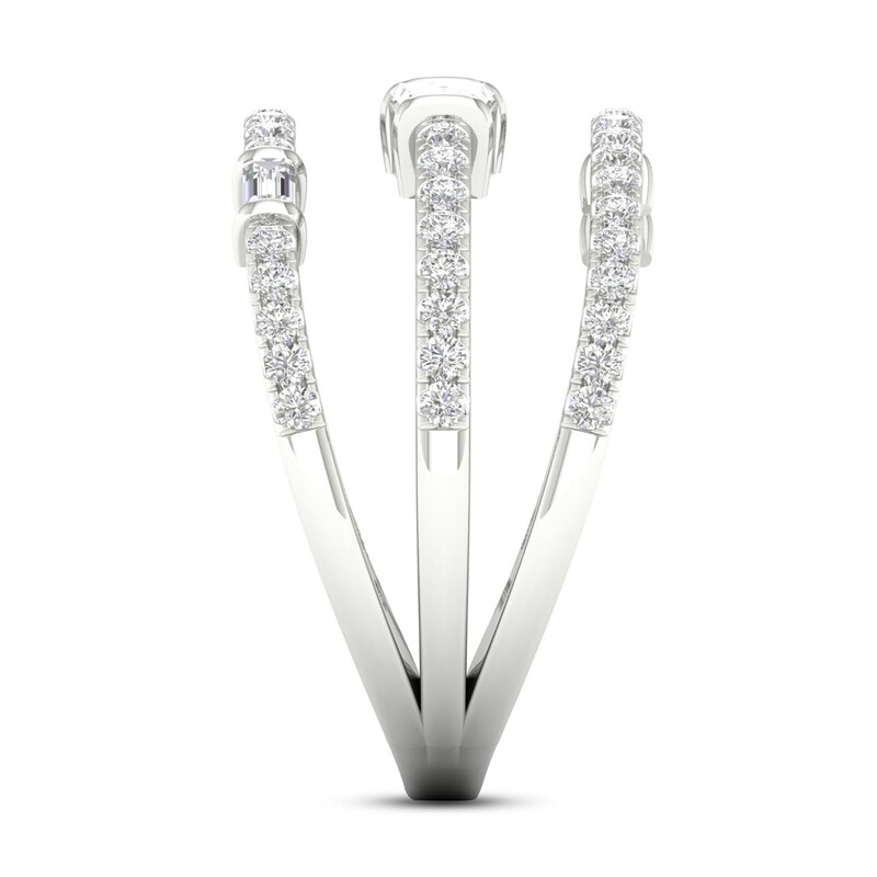 Main Image 3 of Diamond Ring 1/2 ct tw Round/Baguette 10K White Gold