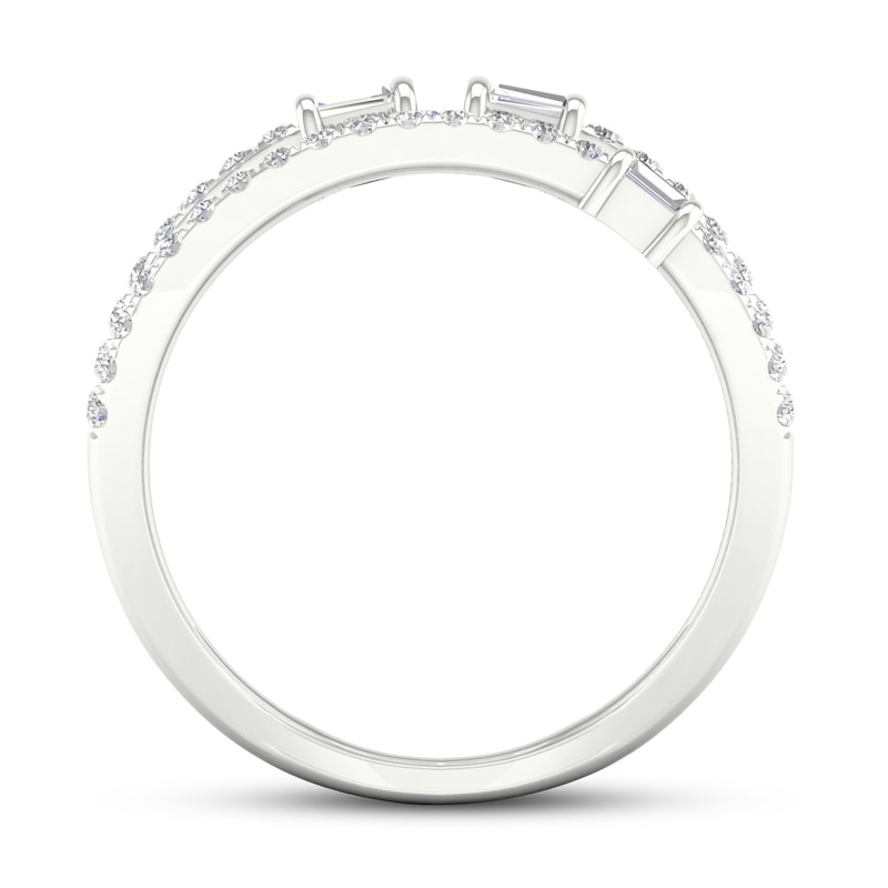 Main Image 4 of Diamond Ring 1/2 ct tw Round/Baguette 10K White Gold