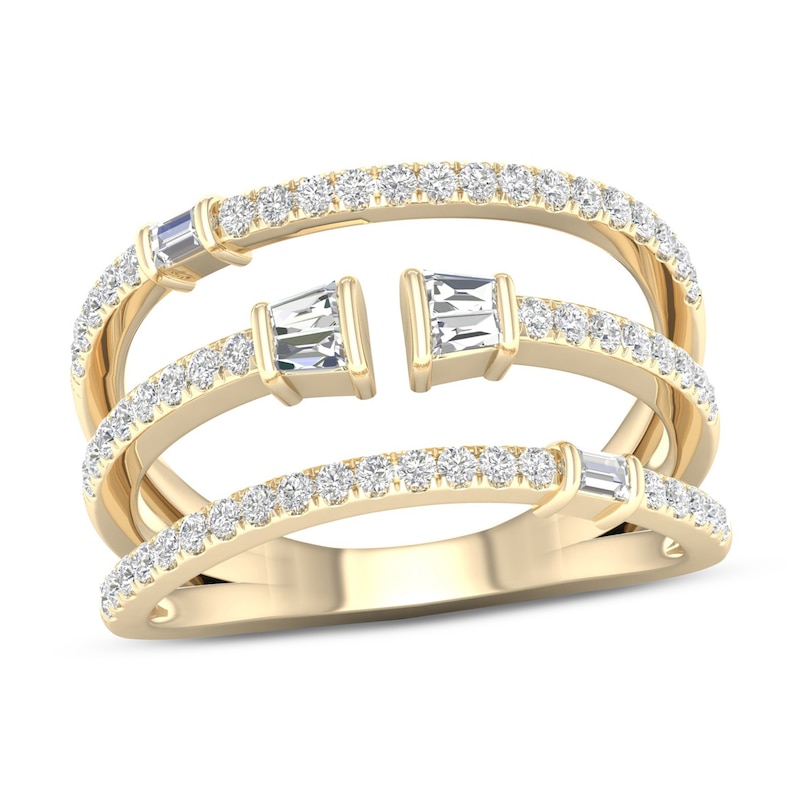 Main Image 1 of Diamond Ring 1/2 ct tw Round/Baguette 10K Yellow Gold
