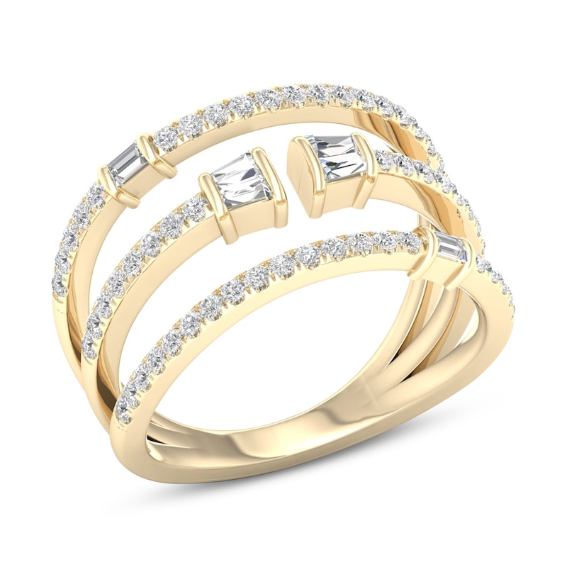 Main Image 2 of Diamond Ring 1/2 ct tw Round/Baguette 10K Yellow Gold