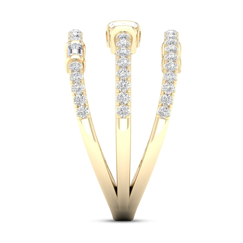 Main Image 3 of Diamond Ring 1/2 ct tw Round/Baguette 10K Yellow Gold