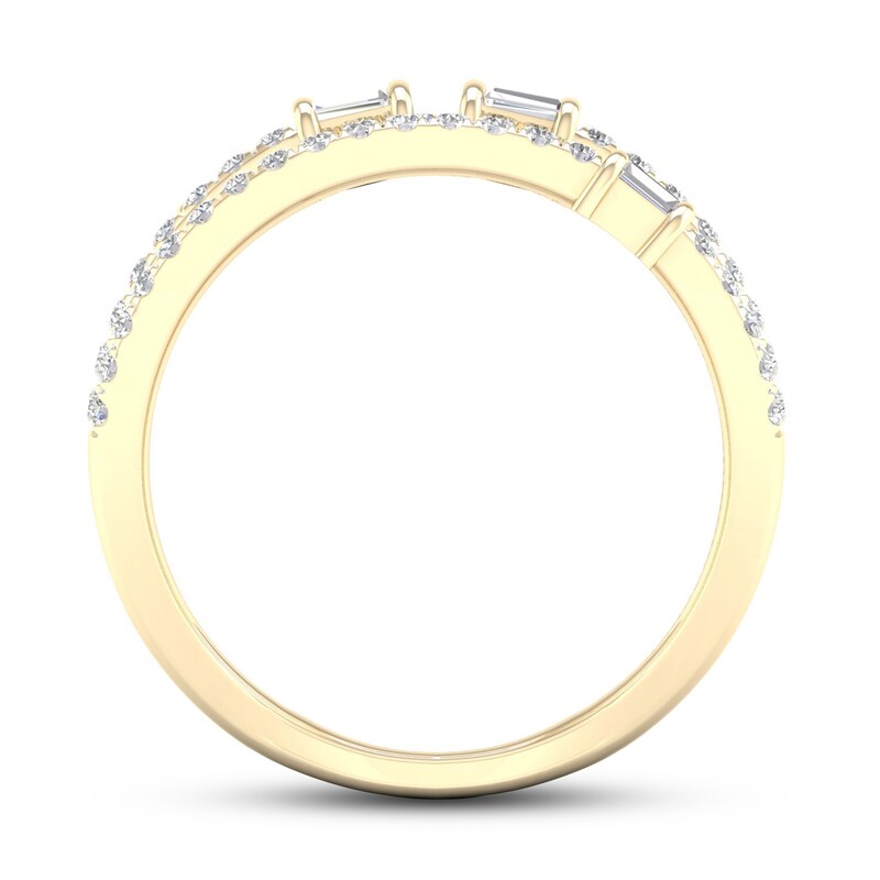 Main Image 4 of Diamond Ring 1/2 ct tw Round/Baguette 10K Yellow Gold