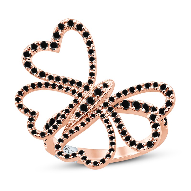 Pnina Tornai Black Diamond Ring 1 ct tw Round 10K Rose Gold