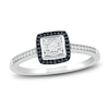 Thumbnail Image 0 of Black & White Diamond Promise Ring 1/8 ct tw Round/Baguette Sterling Silver