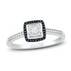 Thumbnail Image 1 of Black & White Diamond Promise Ring 1/8 ct tw Round/Baguette Sterling Silver