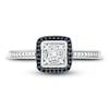 Thumbnail Image 1 of Black & White Diamond Promise Ring 1/8 ct tw Round/Baguette Sterling Silver
