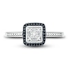 Thumbnail Image 2 of Black & White Diamond Promise Ring 1/8 ct tw Round/Baguette Sterling Silver