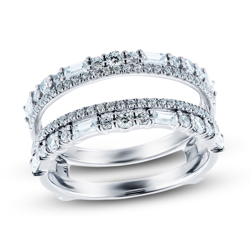 Main Image 1 of Diamond Anniversary Enhancer Ring 7/8 ct tw Round/Baguette 14K White Gold