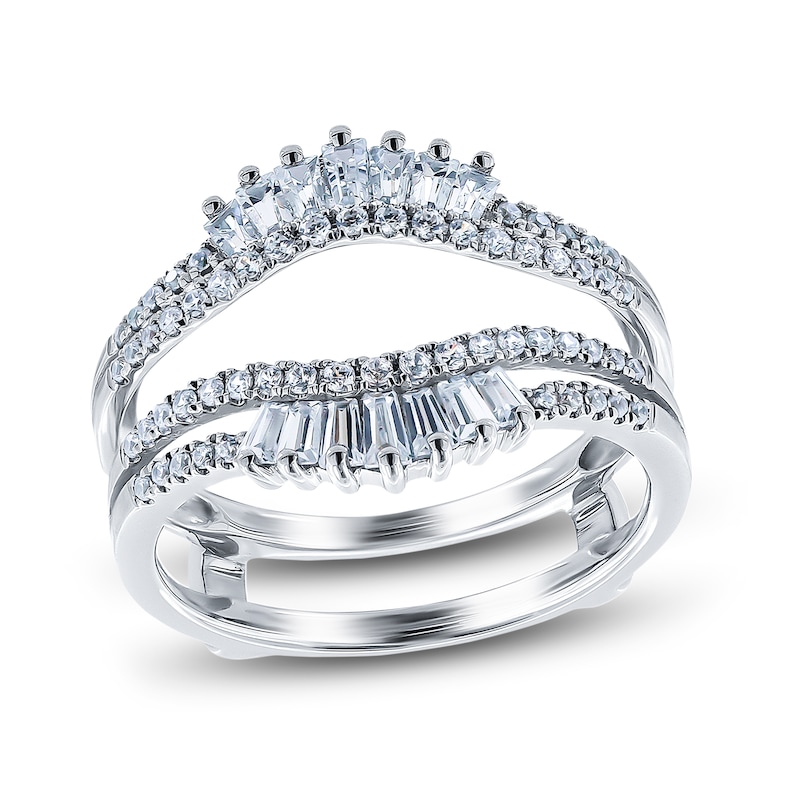 Main Image 1 of Diamond Anniversary Enhancer Ring 5/8 ct tw Round/Baguette 14K White Gold