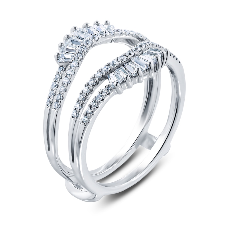 Diamond Anniversary Enhancer Ring 5/8 ct tw Round/Baguette 14K White Gold