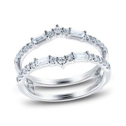 Diamond Anniversary Enhancer Ring 1/2 ct tw Round/Baguette 14K White Gold