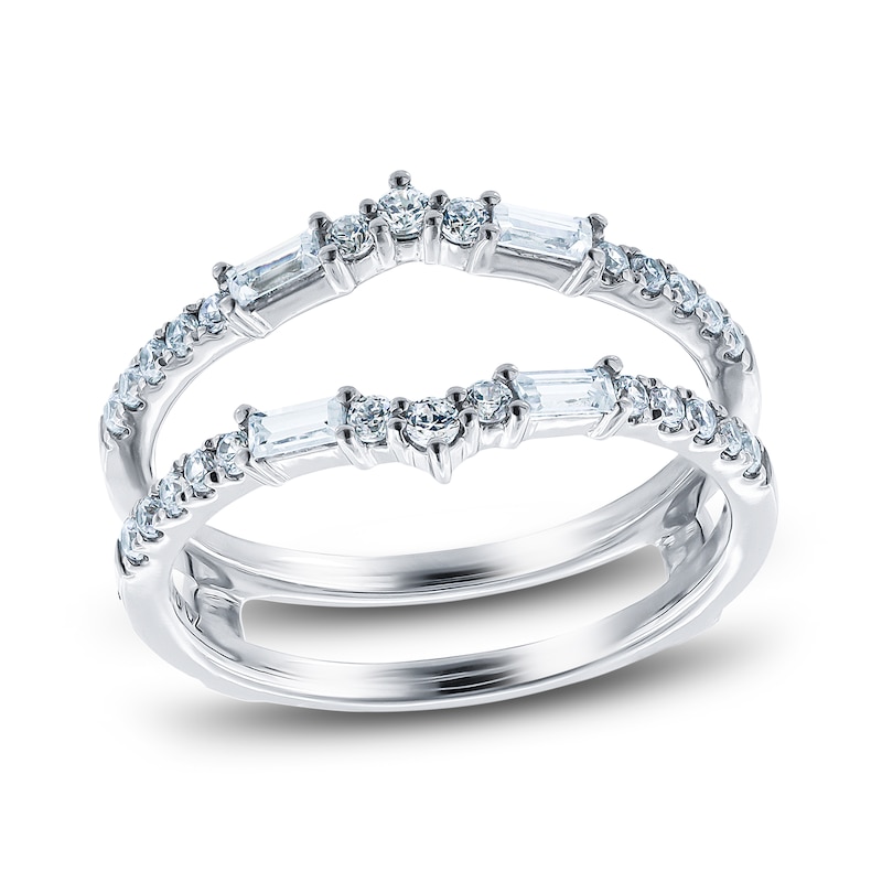 Main Image 1 of Diamond Anniversary Enhancer Ring 1/2 ct tw Round/Baguette 14K White Gold