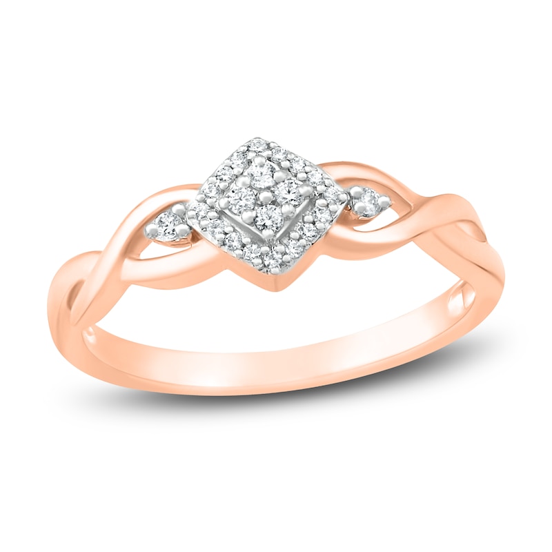 Main Image 1 of Diamond Promise Ring 1/10 ct tw Round 10K Rose Gold