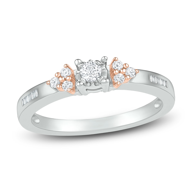 Main Image 1 of Diamond Promise Ring 1/6 ct tw Round/Baguette-cut 10K Two-Tone Gold