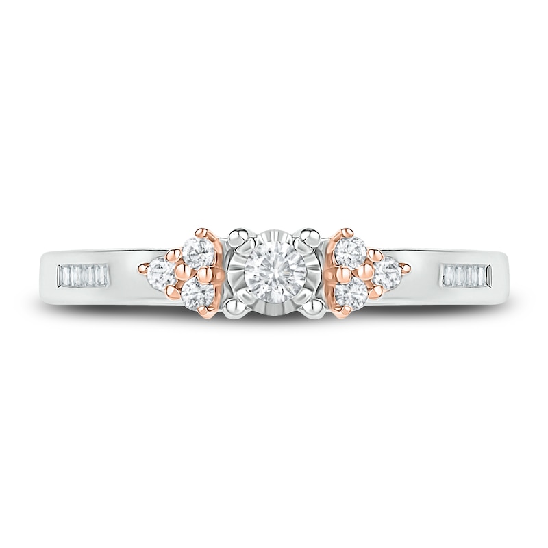 Main Image 2 of Diamond Promise Ring 1/6 ct tw Round/Baguette-cut 10K Two-Tone Gold