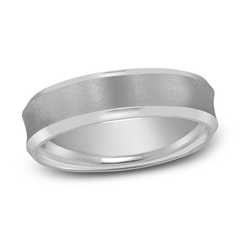 Concave Wedding Band 14K White Gold 6mm