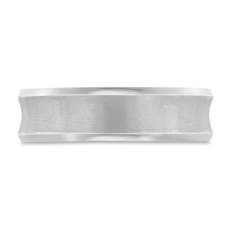 Concave Wedding Band 14K White Gold 6mm