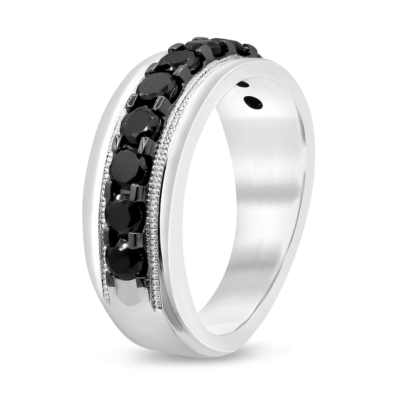 Main Image 2 of Men's Black Diamond Ring 2 ct tw Round 14K White Gold