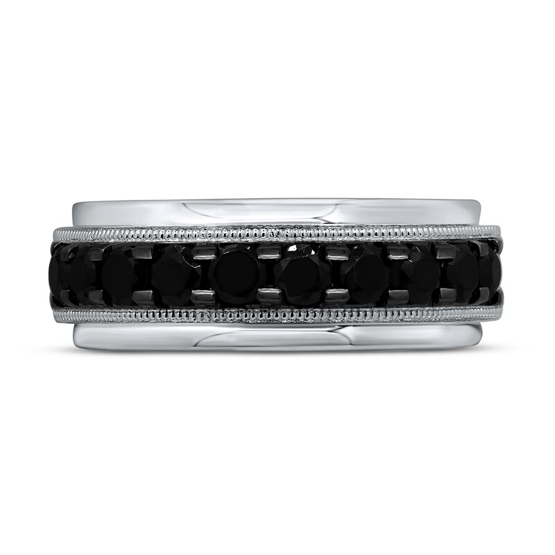 Main Image 3 of Men's Black Diamond Ring 2 ct tw Round 14K White Gold