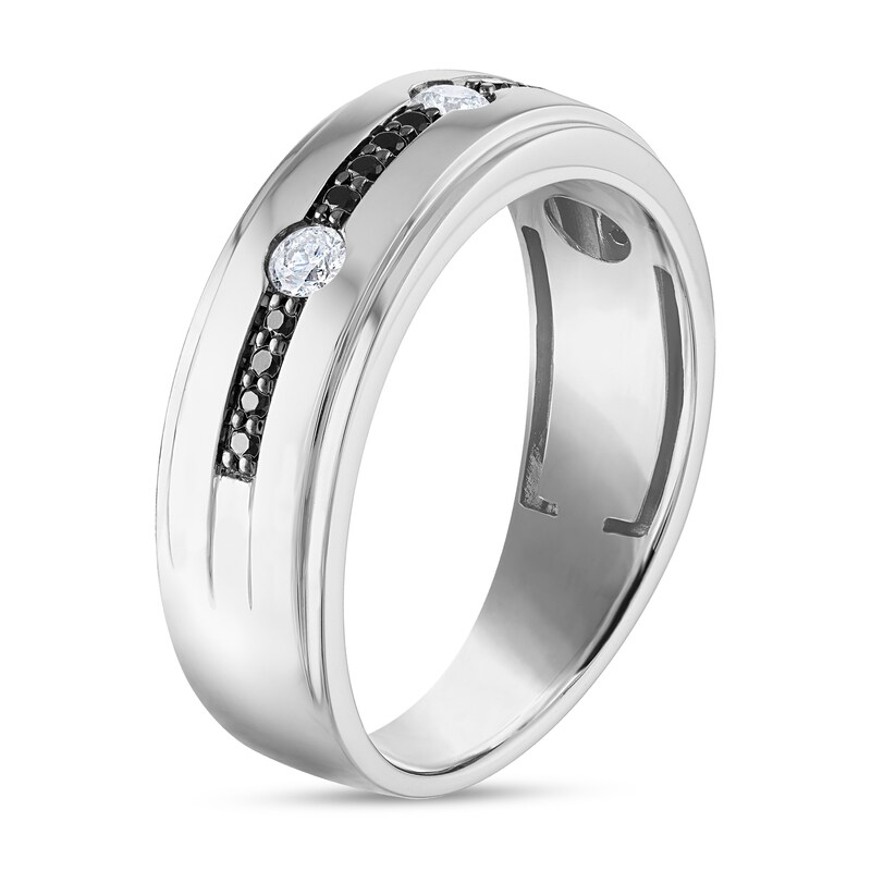 Main Image 2 of Black Diamond Wedding Band 1/3 ct tw Round 14K White Gold