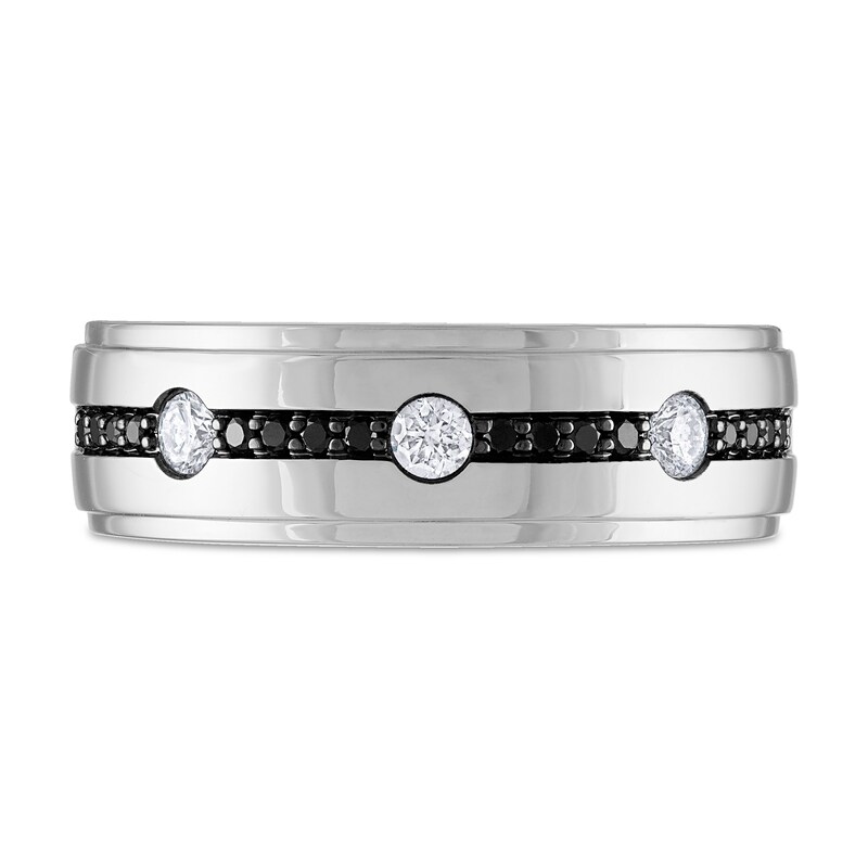 Main Image 3 of Black Diamond Wedding Band 1/3 ct tw Round 14K White Gold
