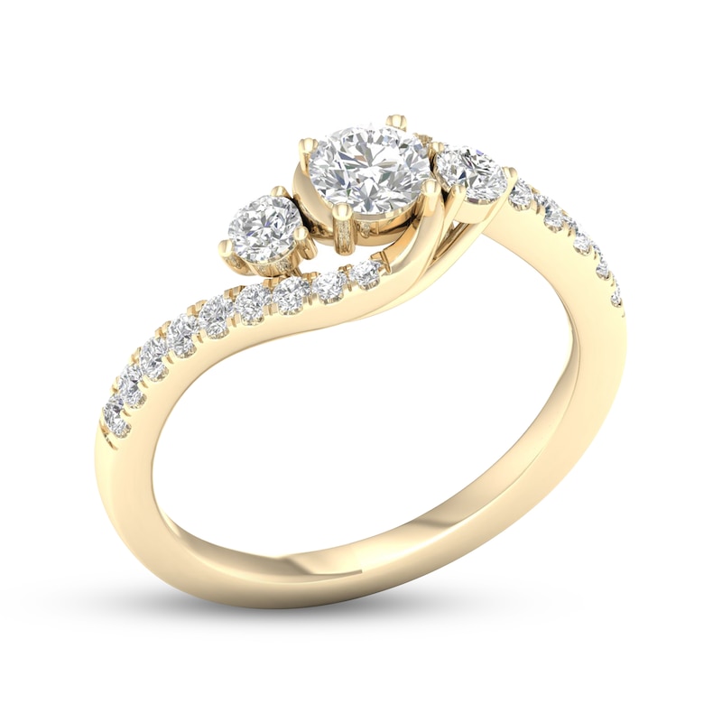 Diamond 3-Stone Ring 3/4 ct tw Round 10K Yellow Gold