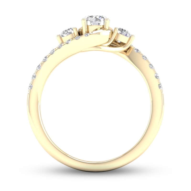 Diamond 3-Stone Ring 3/4 ct tw Round 10K Yellow Gold